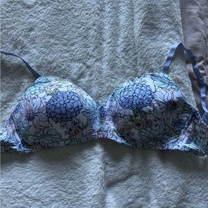 Elegant Floral Blue and White Bra